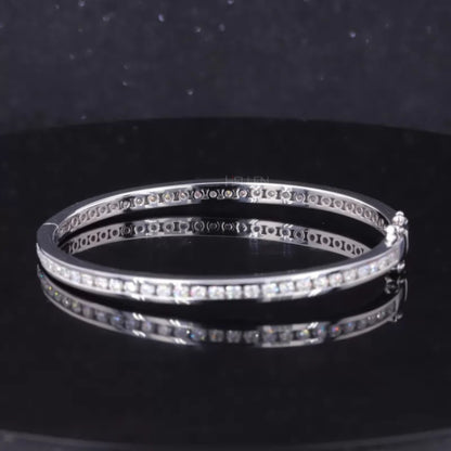 Round Cut Full Channel Setting Moissanite Bangle Bracelet