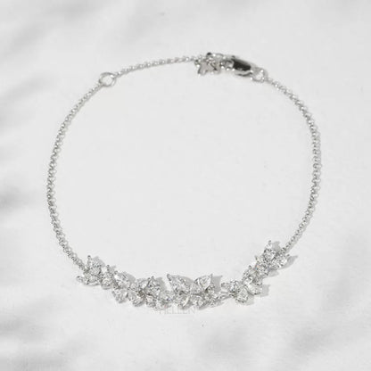 Pear And Marquis Cut Moissanite Butterfly Loose Chain Bracelet