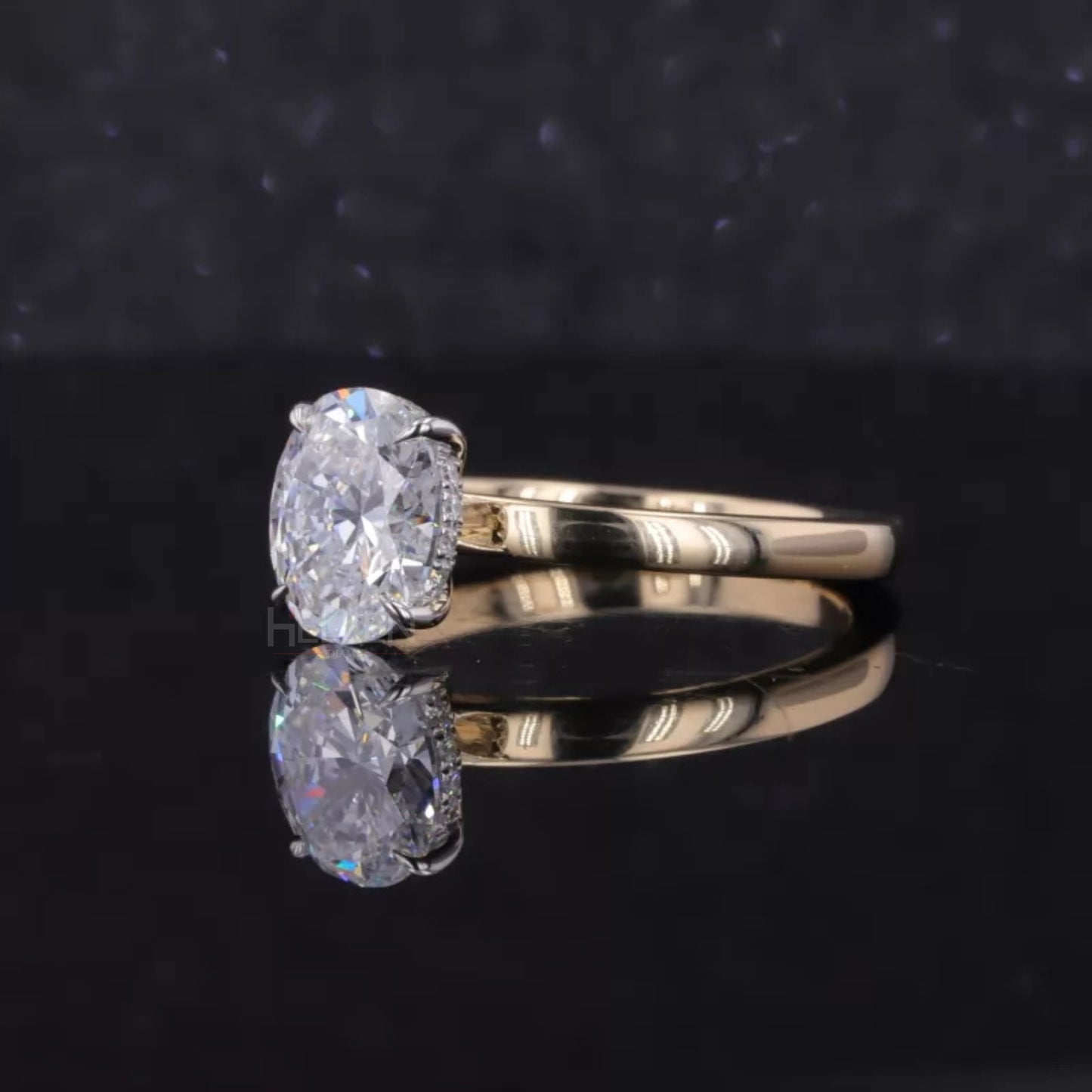 Oval Solitaire Moissanite Engagement Ring in Sterling 925 Silver