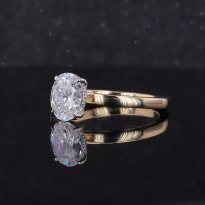 Oval Solitaire Moissanite Engagement Ring in Sterling 925 Silver
