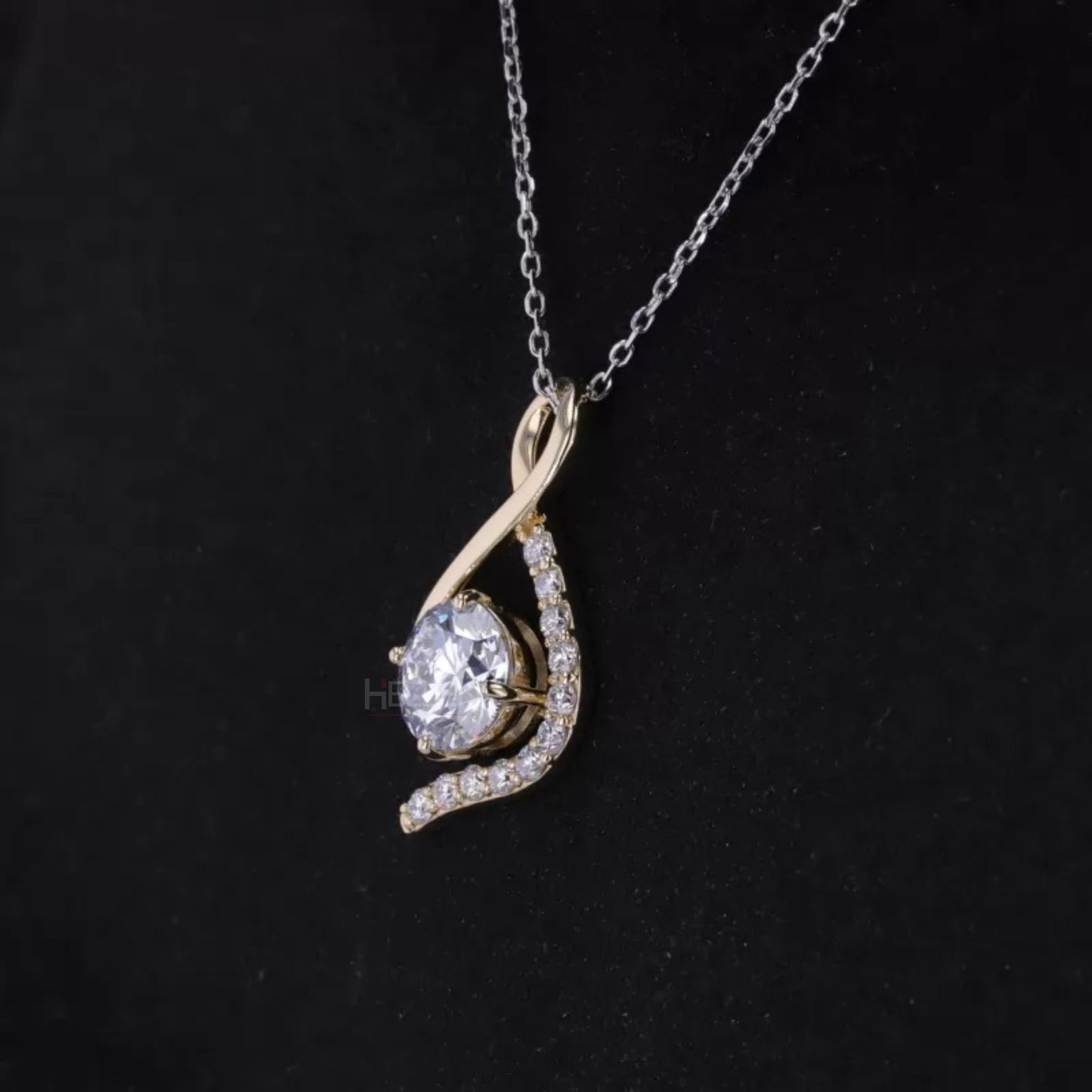 Twisted Round Cut Solitaire Moissanite Moms Necklace