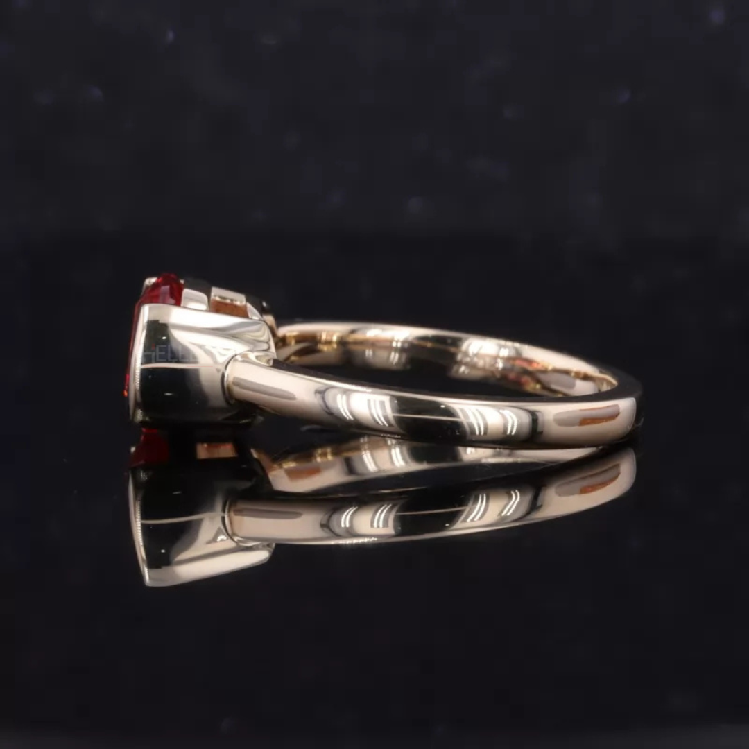 East to West Oval Cut Garnet Gemstone Solitaire Engagement Ring