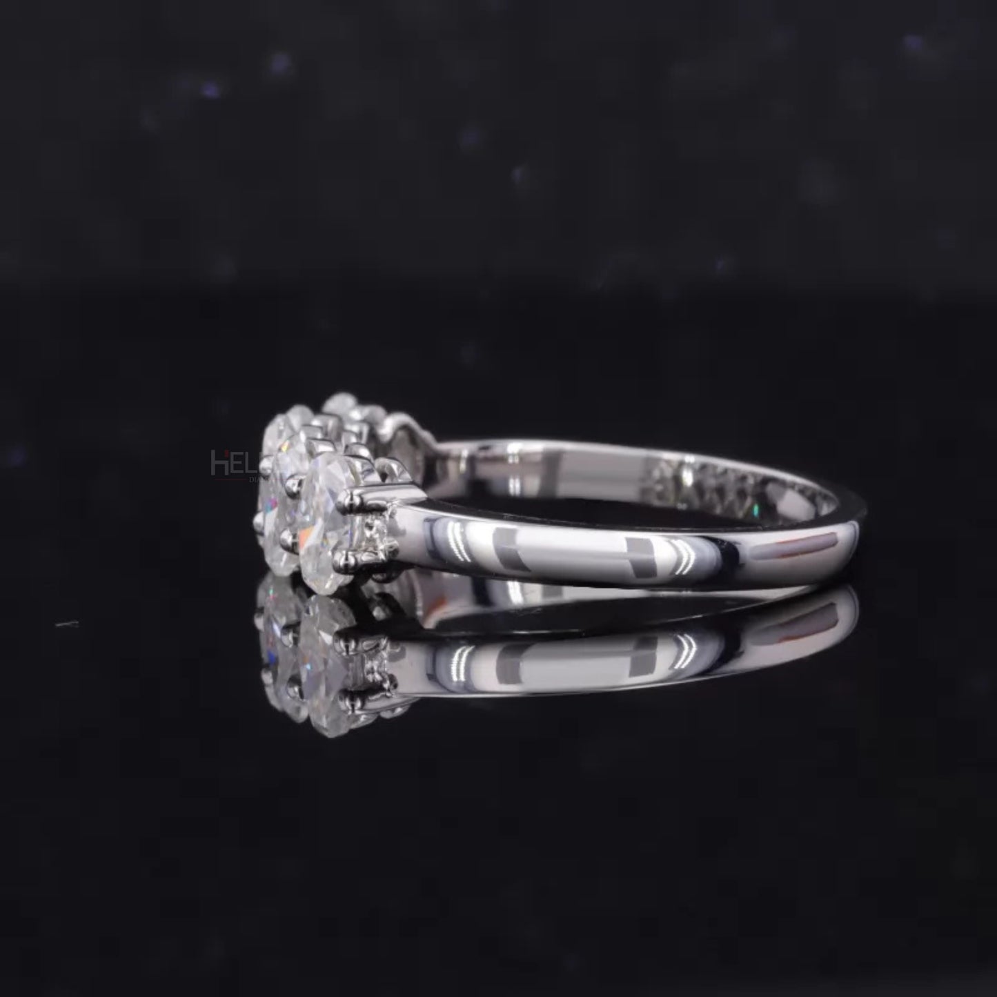 Brilliant Oval Cut Five Stone Moissanite Anniversary Ring