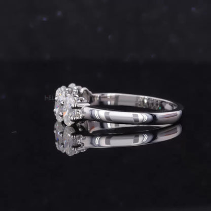 Brilliant Oval Cut Five Stone Moissanite Anniversary Ring
