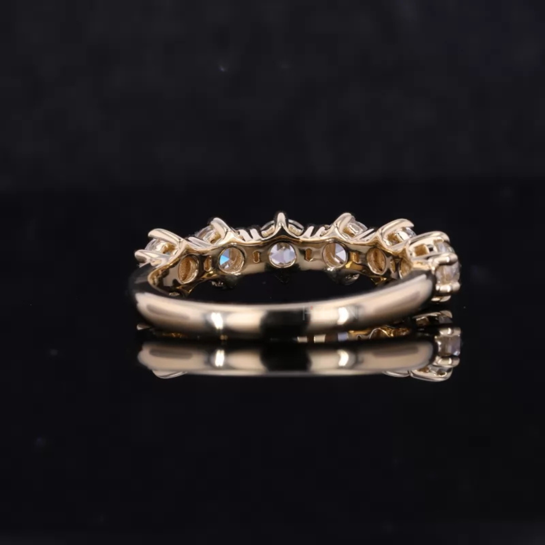 Rose Cut Moissanite Band with Unique Upside Down Setting.