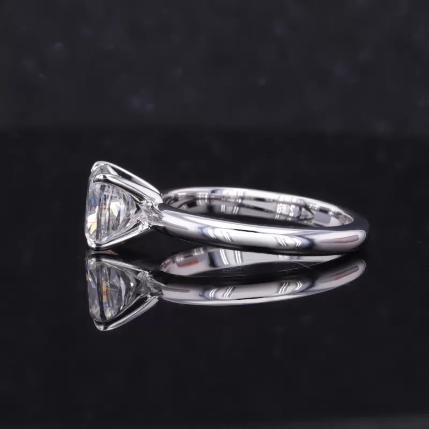 Cushion Cut Colourless Moissanite Solitaire Engagement Ring