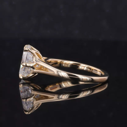 Oval Solitaire Moissanite Engagement Ring with Eagle Claw Prongs