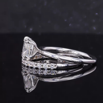 Cushion Solitaire Ring with Stackable Half Eternity Band