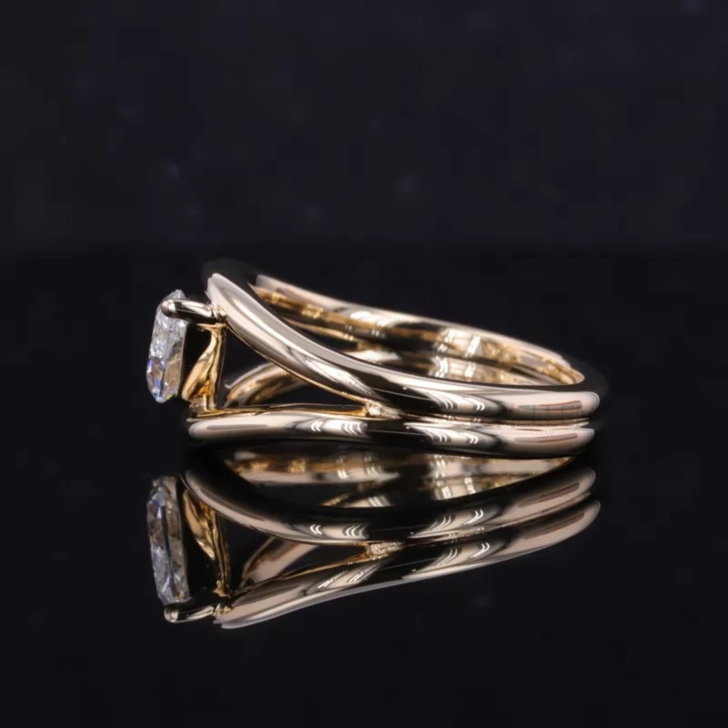 Split Shank Marquise Cut Moissanite Solitaire Engagement Ring