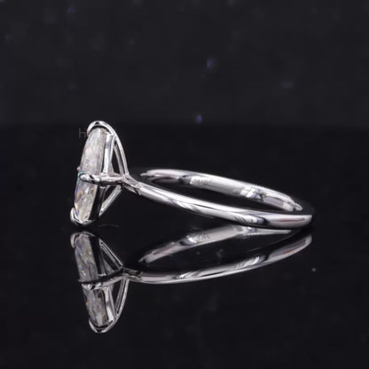 Marquise Cut Moissanite Solitaire Ring with Claw Prong in 925 Silver