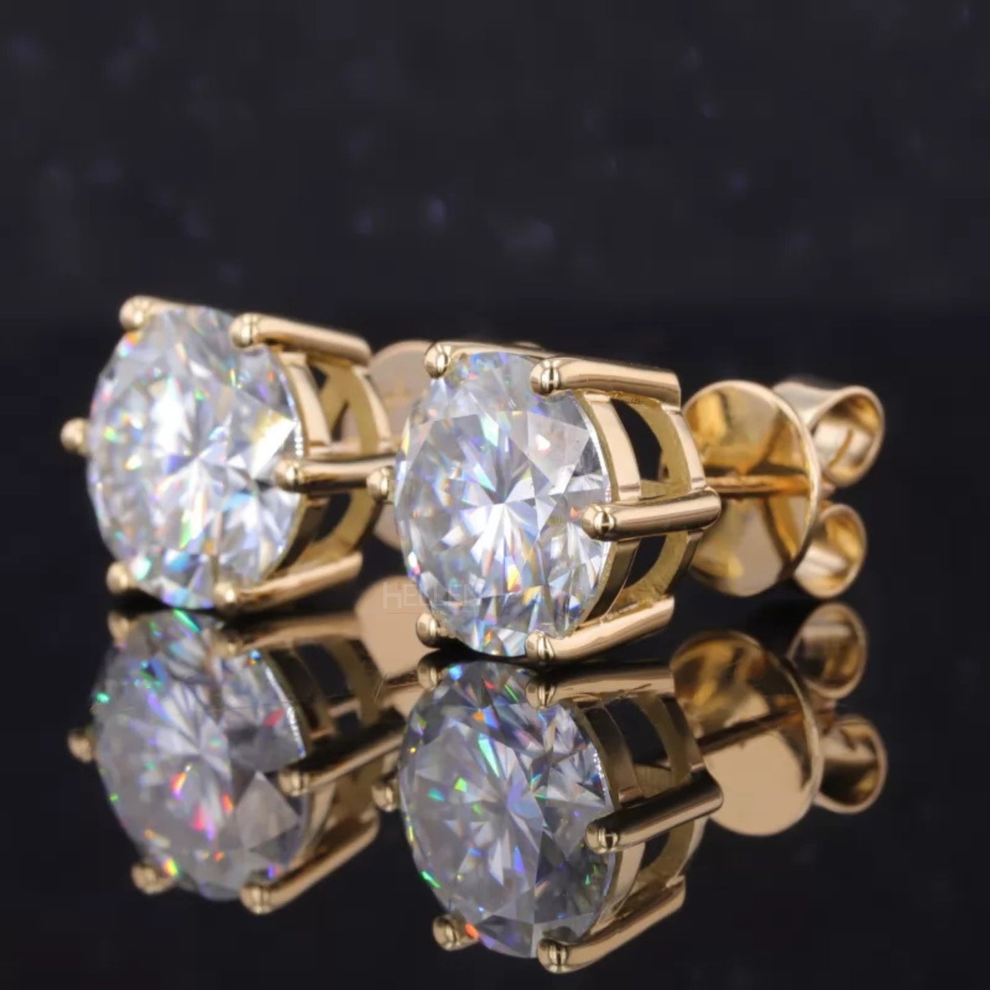 Brilliant Round Cut Solitaire Moissanite 6 Prongs Studs