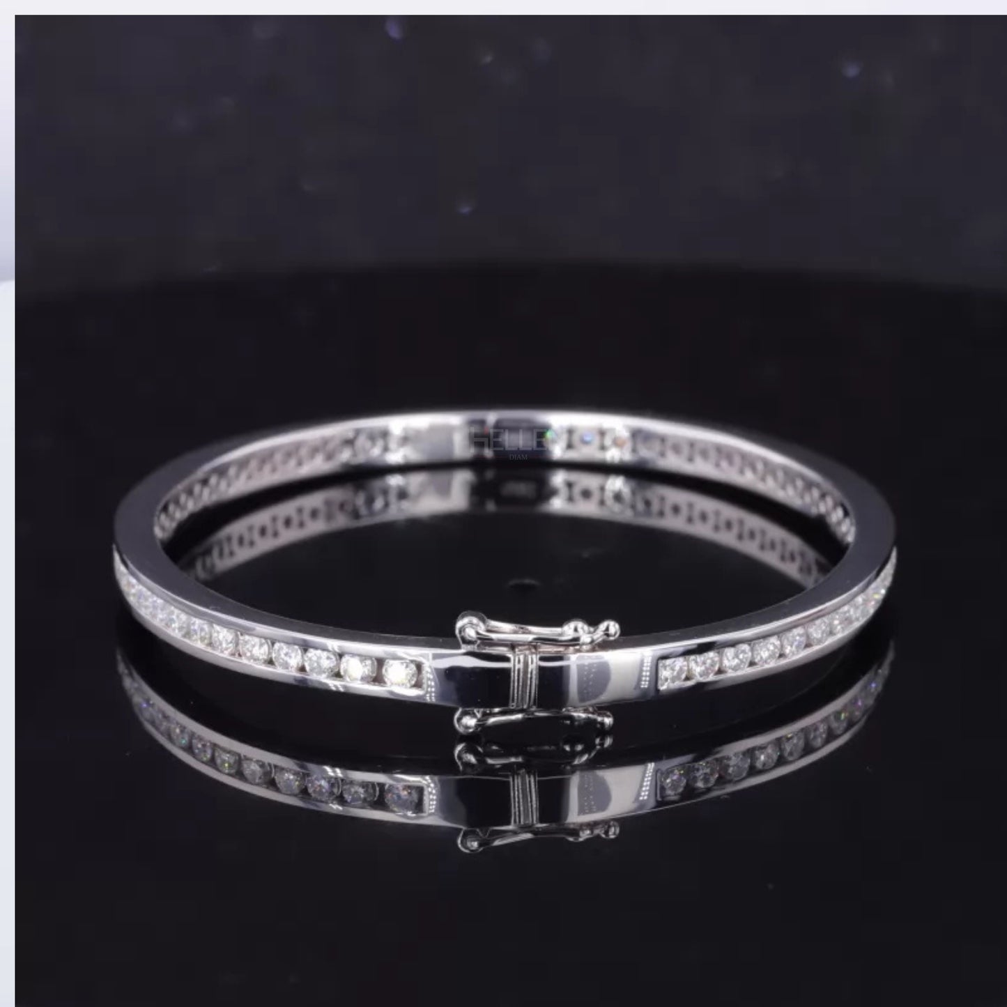 Round Cut Full Channel Setting Moissanite Bangle Bracelet