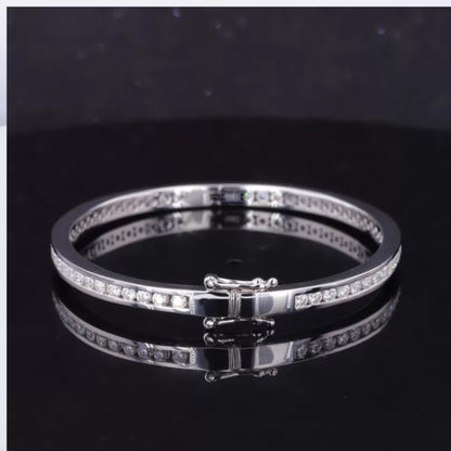 Round Cut Full Channel Setting Moissanite Bangle Bracelet