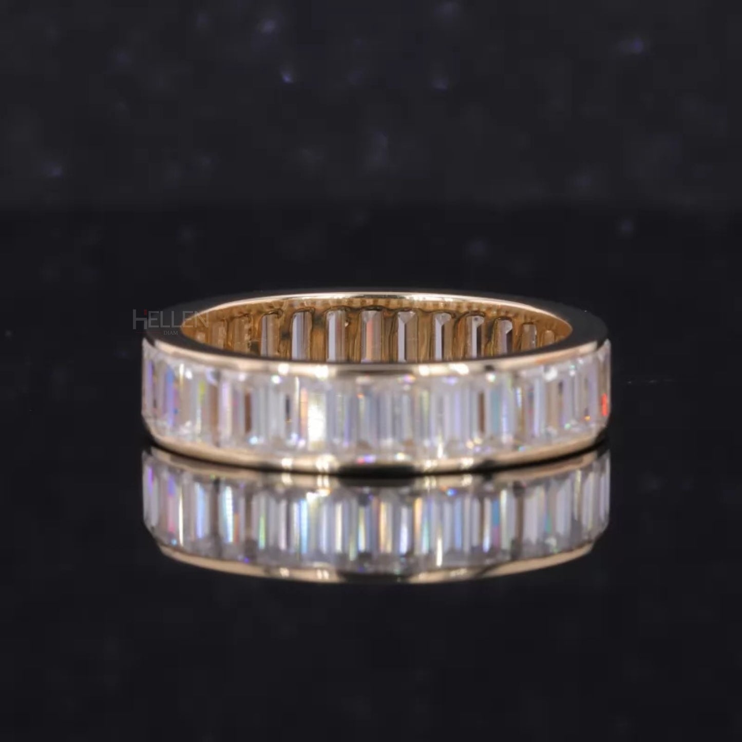 Baguette Cut Moissanite Channel Setting Full Eternity Band
