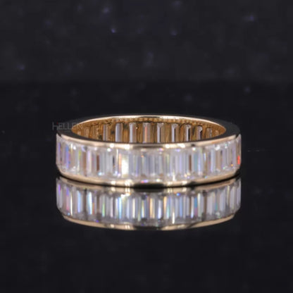 Baguette Cut Moissanite Channel Setting Full Eternity Band