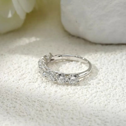 Round Cut  Moissanite Half Eternity Band-Sterling 925