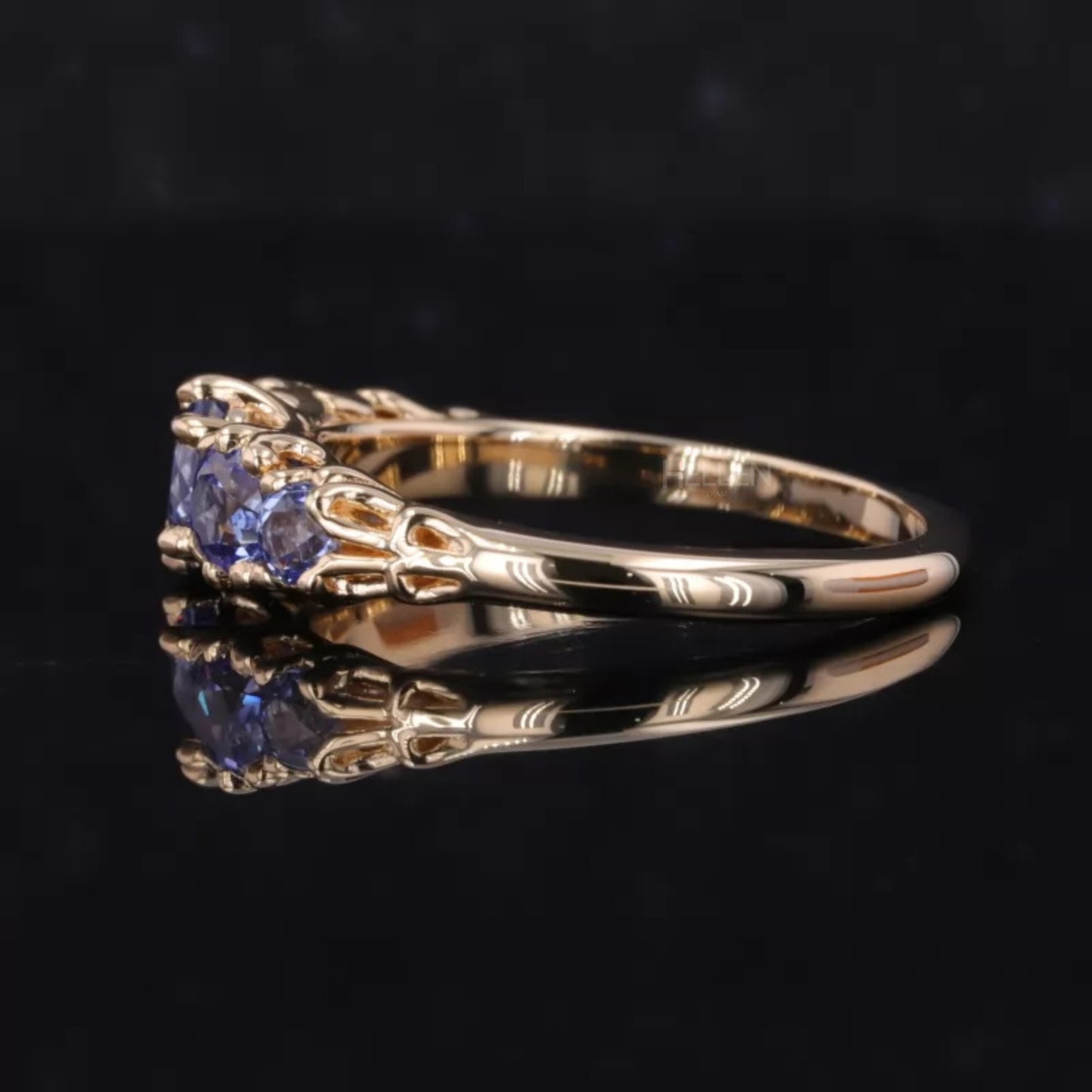 5 stone Purple Sapphire Gemstone Anniversary Ring