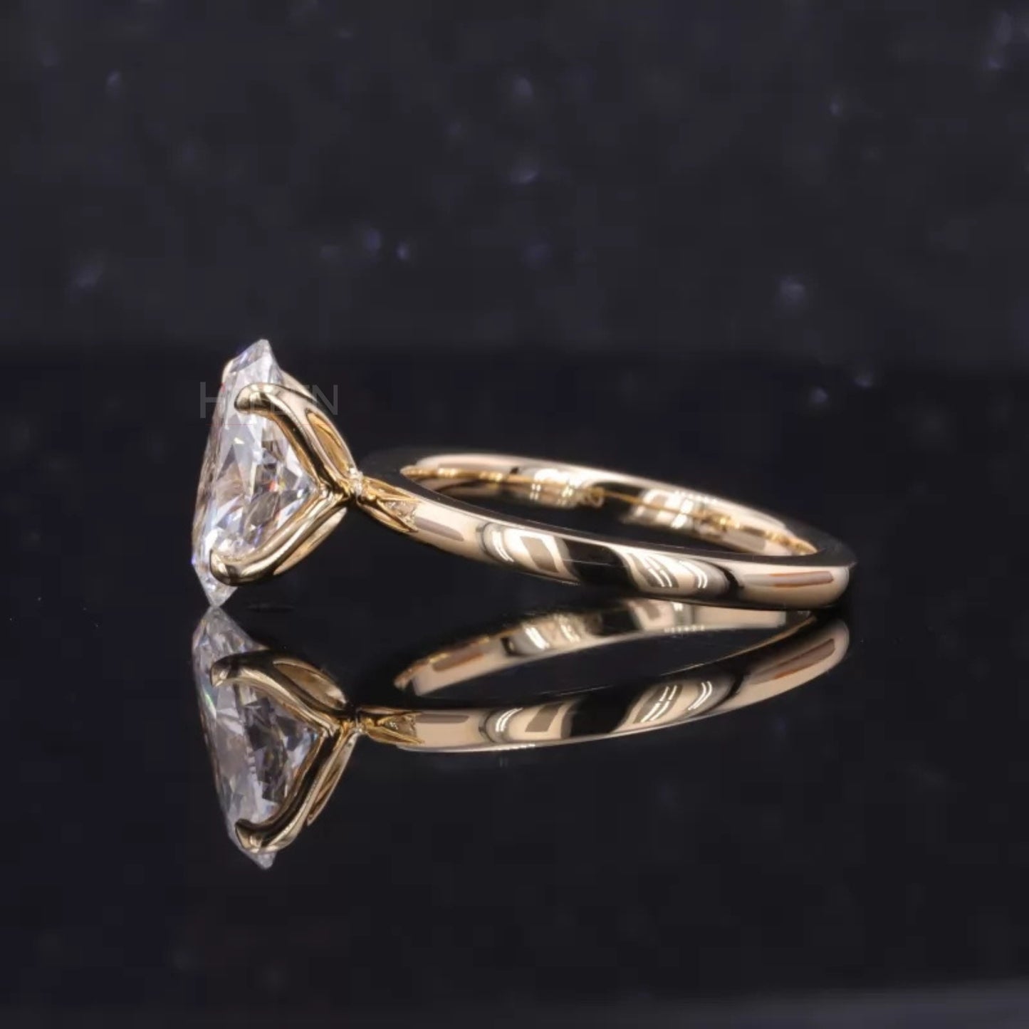 Tulip look Oval Cut Solitaire Moissanite Romantic Engagement Ring