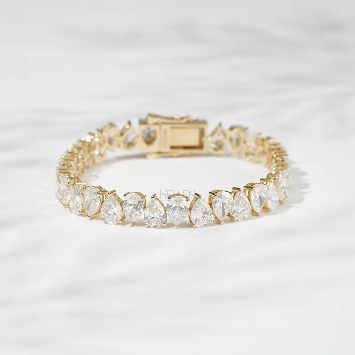 Pear Cut Moissanite 3 Prong Must Have Tennis Bracelet