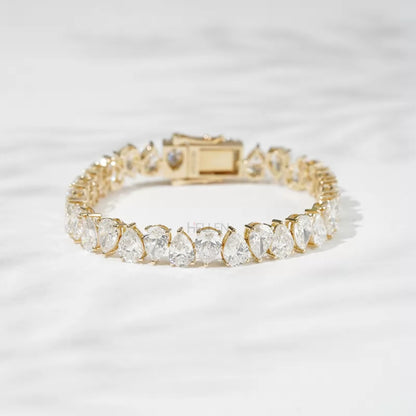 Pear Cut Moissanite 3 Prong Must Have Tennis Bracelet