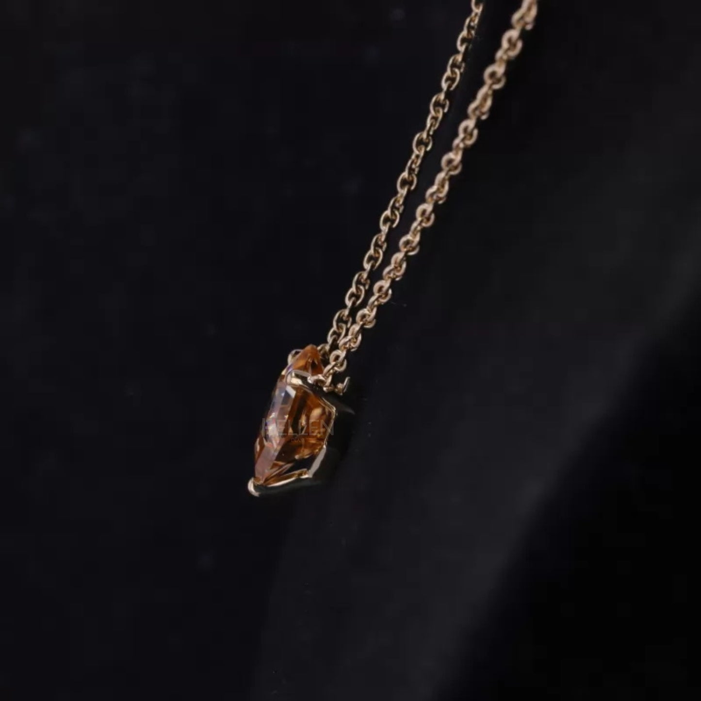 Princess Cut Champagne Moissanite Solitaire Necklace