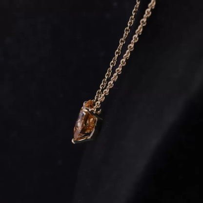 Princess Cut Champagne Moissanite Solitaire Necklace