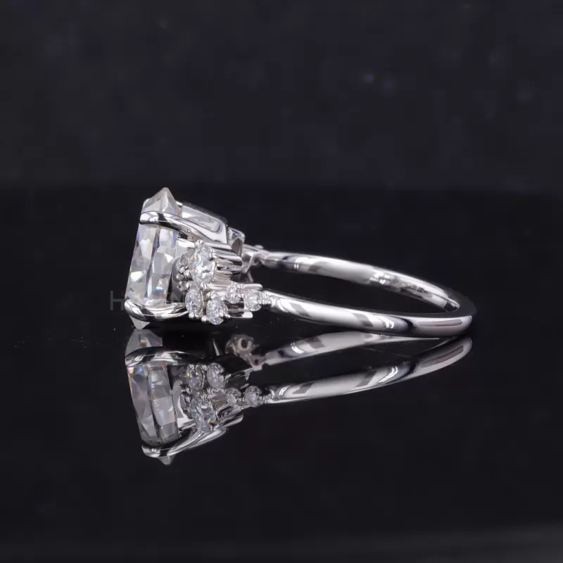 Oval Moissanite Solitaire vintage Dainty Cluster Ring