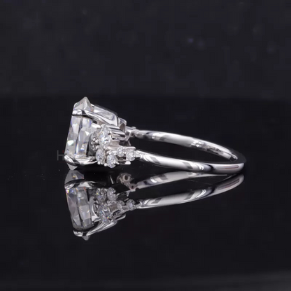 Oval Moissanite Solitaire vintage Dainty Cluster Ring