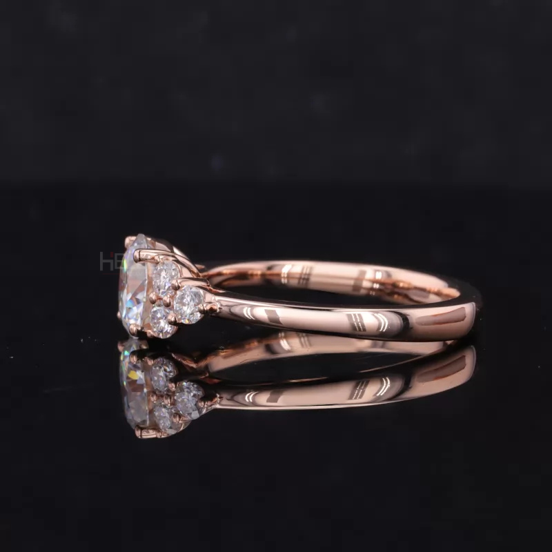 Round Moissanite Solitaire vintage Cluster Ring