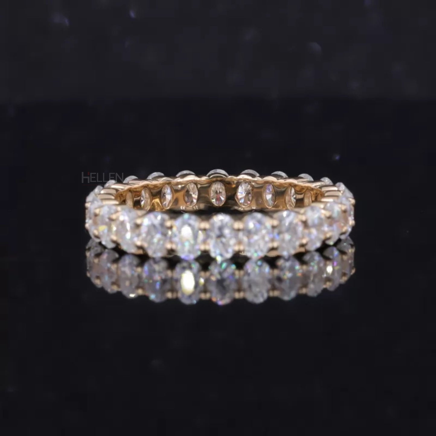 Oval Cut Full Eternity Wedding Band With strong Common Prongs