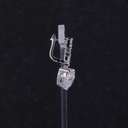 Heart Cut Moissanite Drop Earrings - Elegant Sterling Silver Dangle Earrings