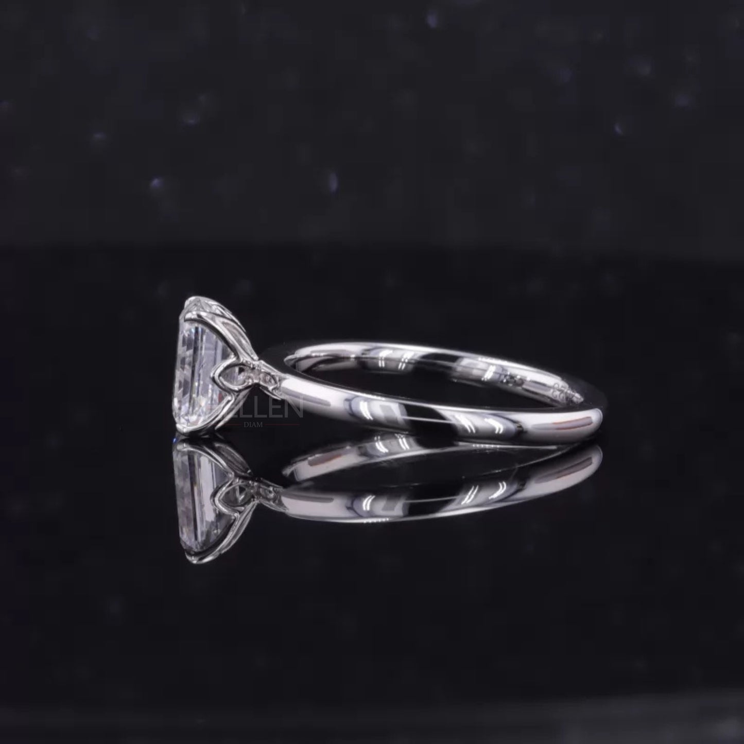 Emerald Cut Solitaire Moissanite Sterling 925 Engagement Ring