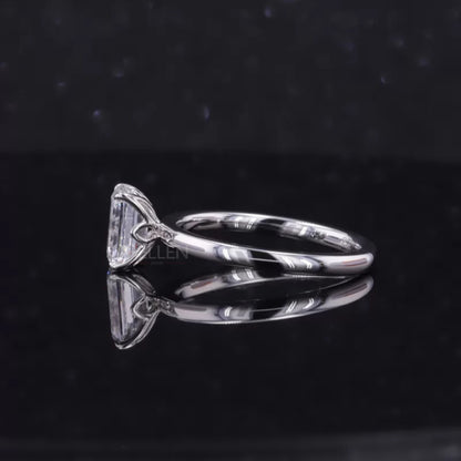 Emerald Cut Solitaire Moissanite Sterling 925 Engagement Ring
