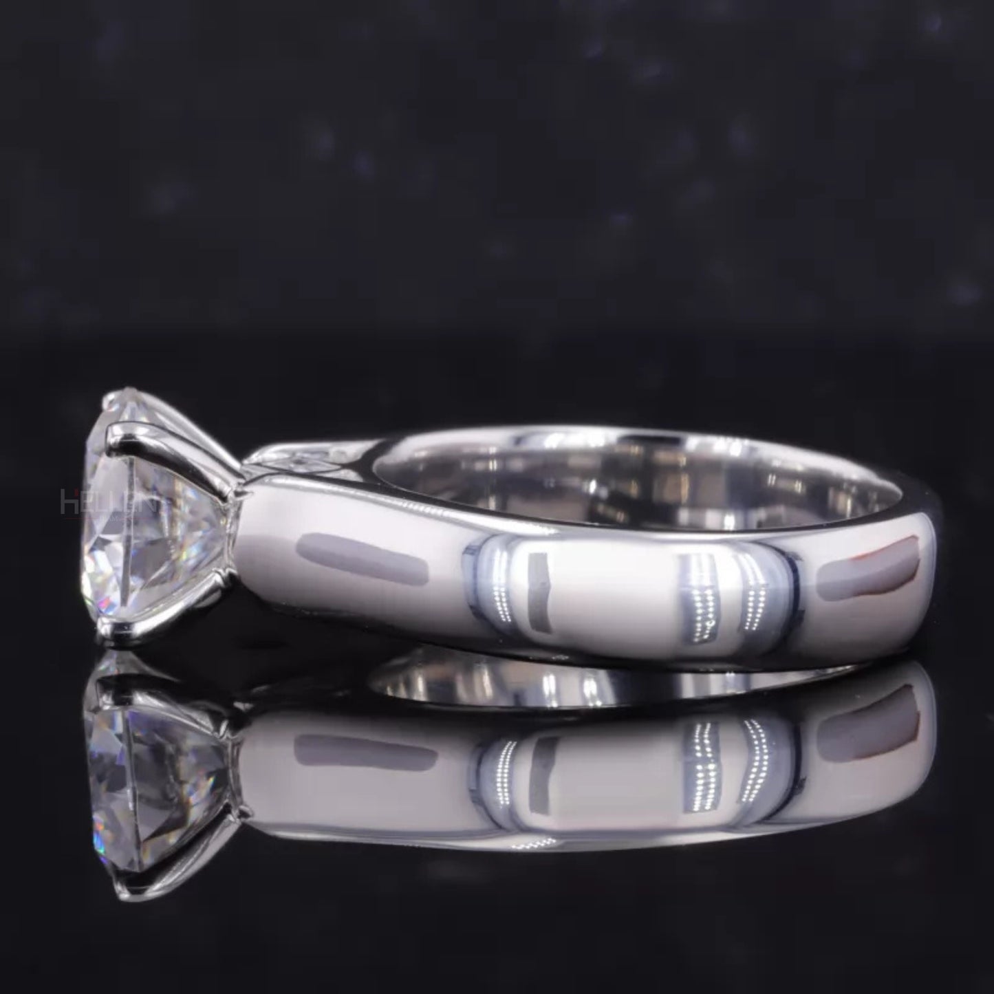 Round Cut Solitaire Moissanite Hidden Halo Engagement Ring
