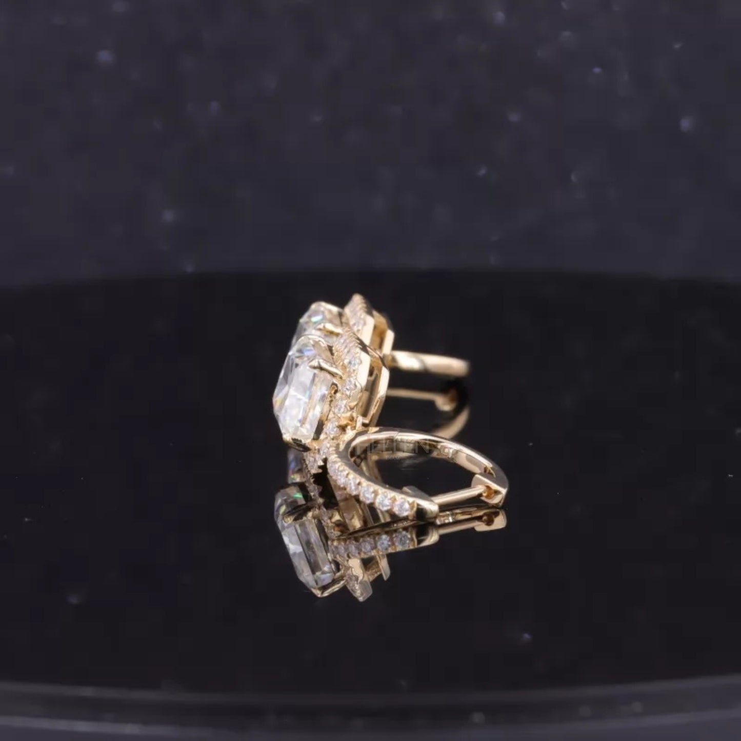 Radiant Cut Moissanite Halo Drop Earrings - Sterling Silver Luxury Jewelry