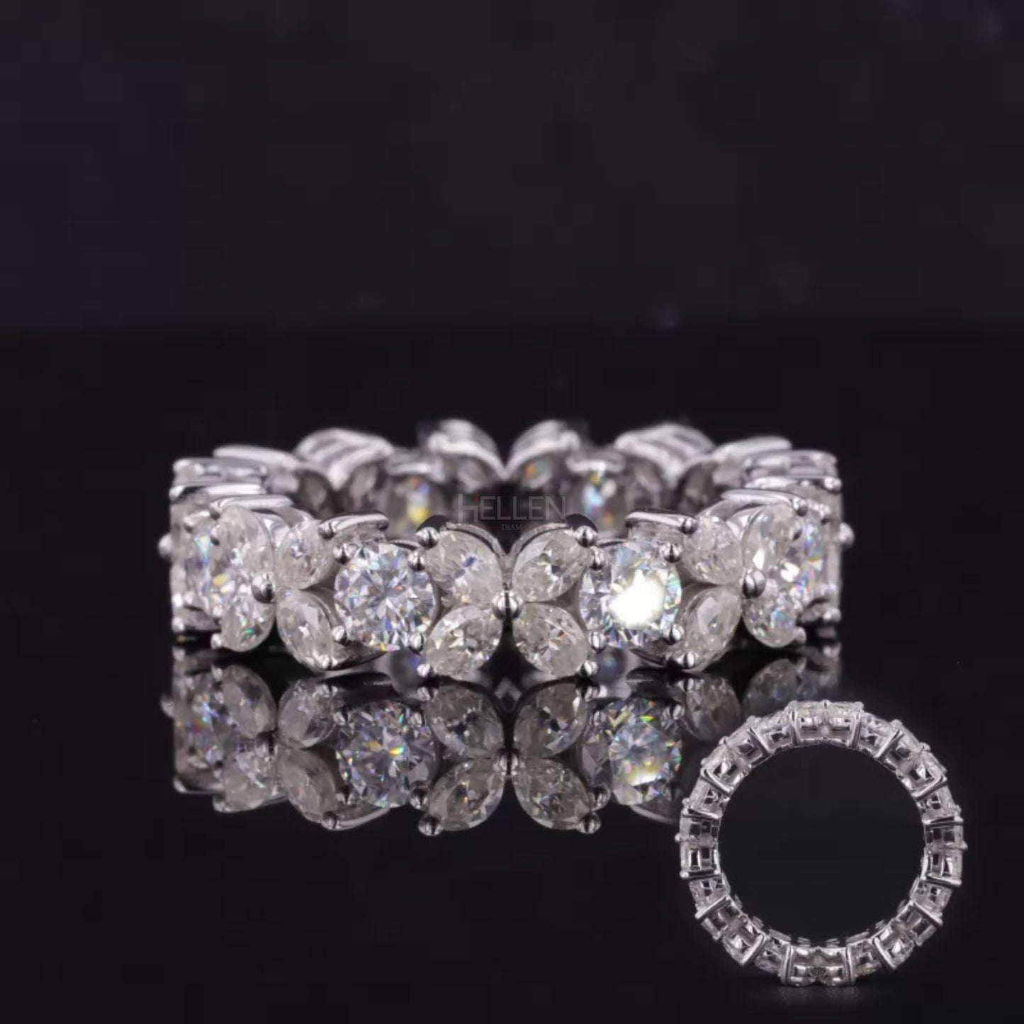 Marquise & Round Moissanite XO Eternity Wedding Band