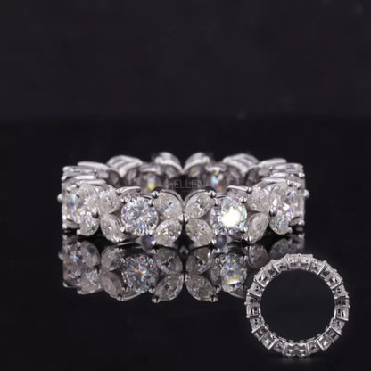 Marquise & Round Moissanite XO Eternity Wedding Band