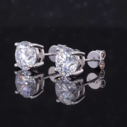Brilliant Round Cut Solitaire Moissanite Studs-Sterling 925