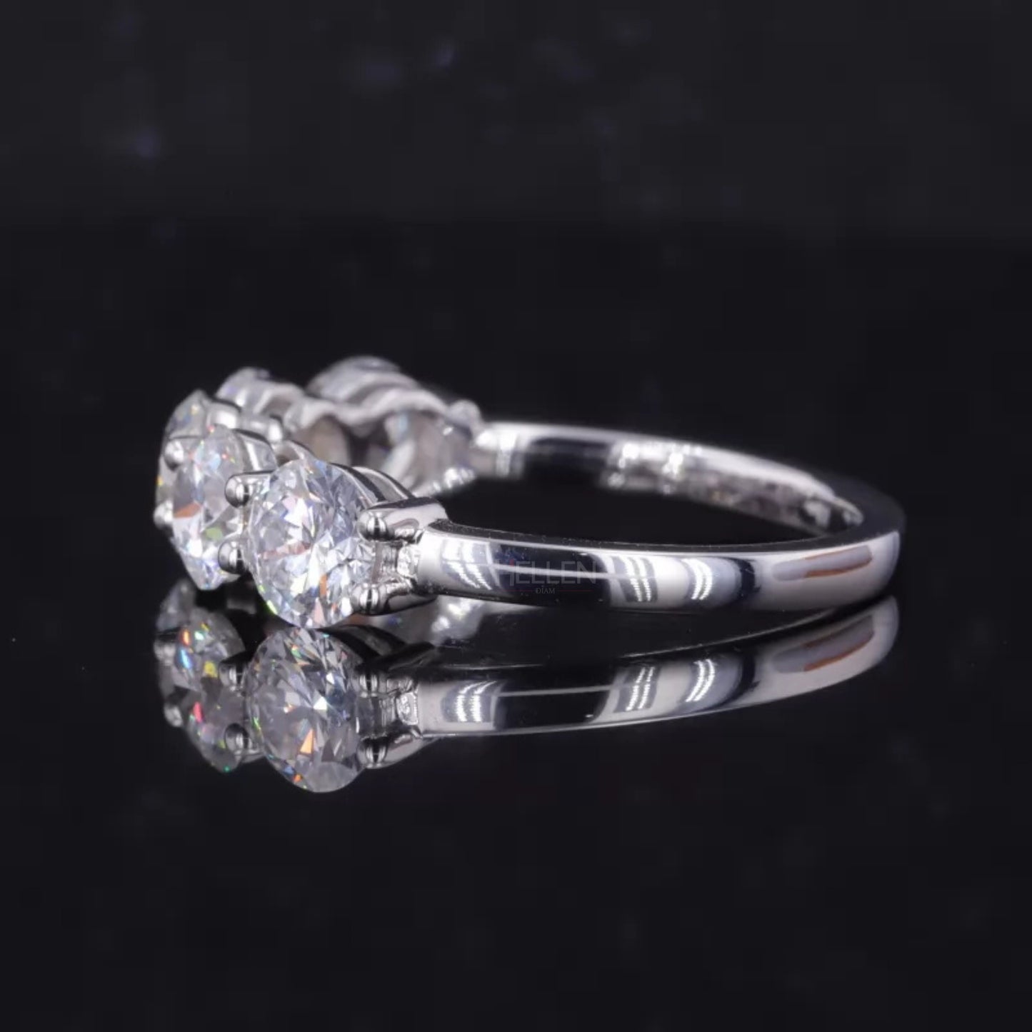 Five stone Round Cut Moissanite Anniversary Band