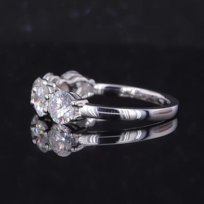Five stone Round Cut Moissanite Anniversary Band