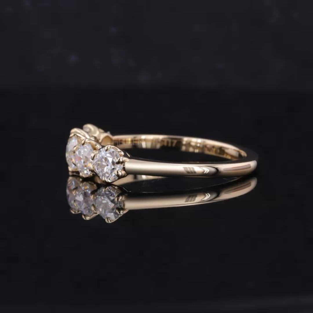 Five stone Round Brilliant Cut Moissanite Anniversary Band