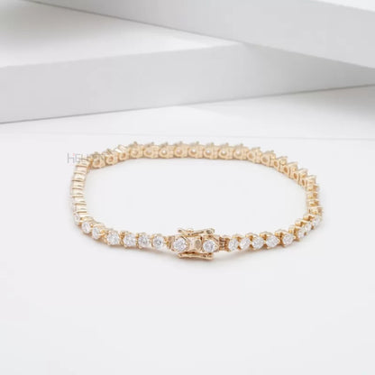 3.00 MM Round Moissanite 3 Prong Must Have Tennis Bracelet