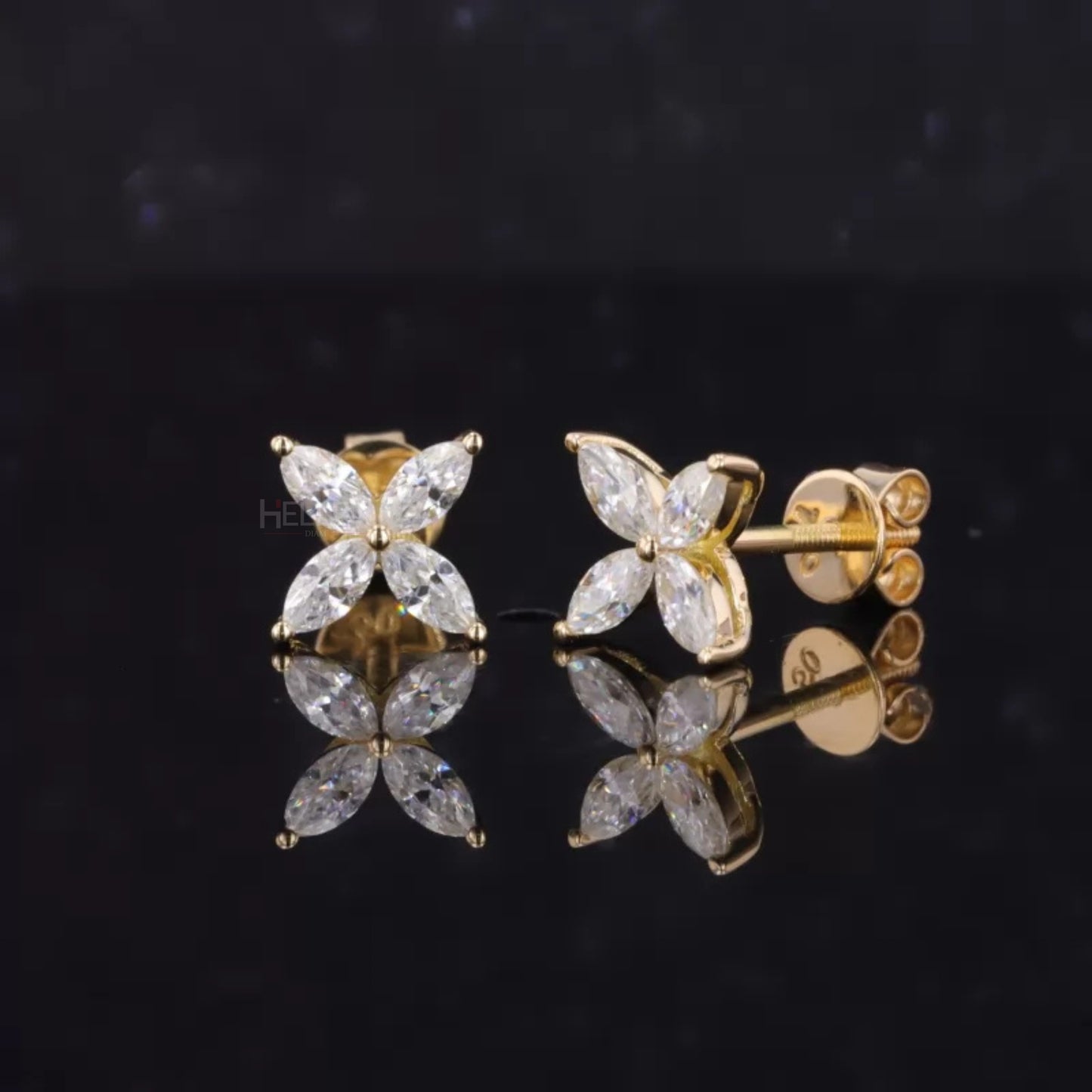 Leaf style Marquis Cut Moissanite Studs For Everyday 925 Silver