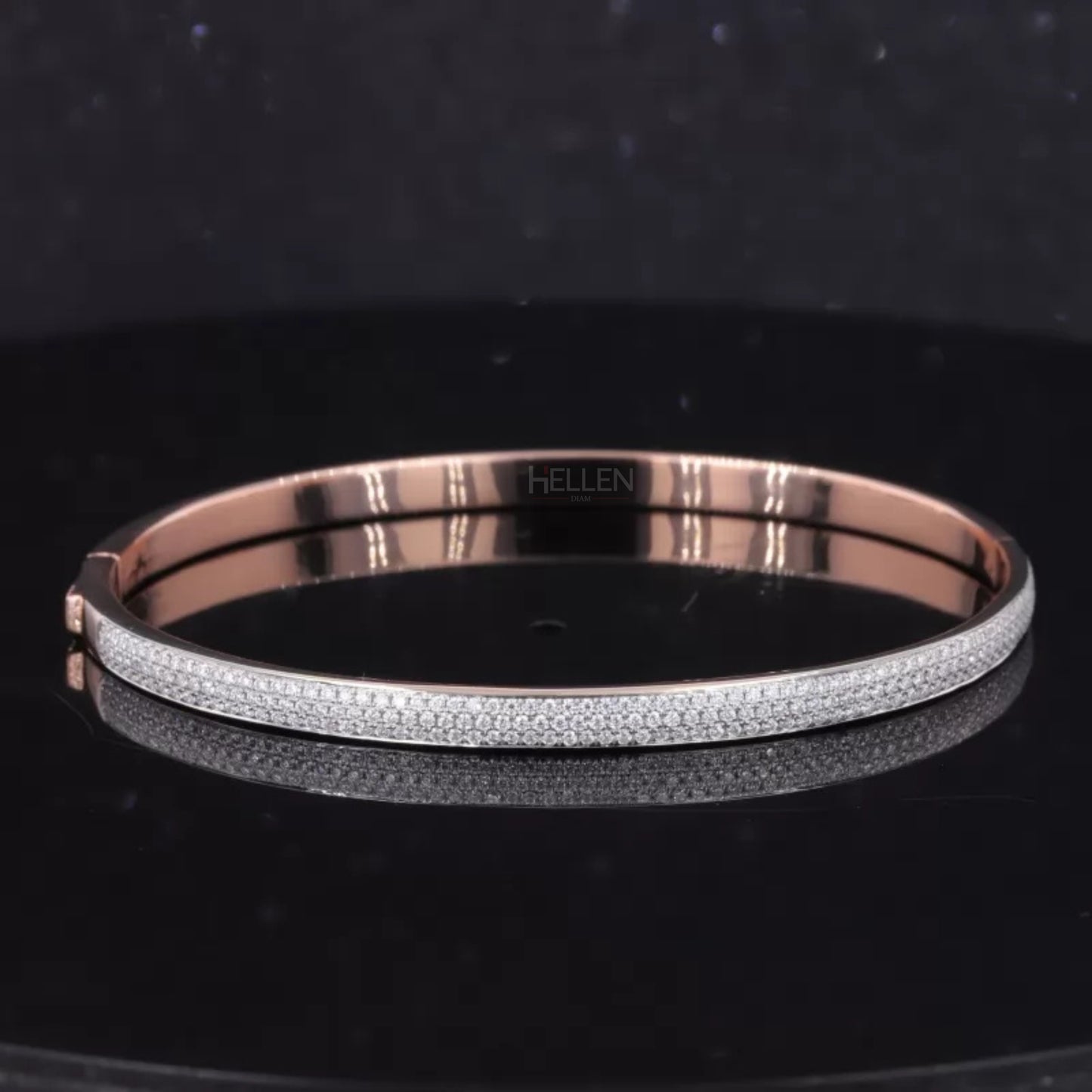 Round Cut Three-Line Moissanite Band Style Bangle Bracelet