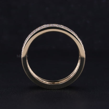 Round Cut 3 Lines Full Eternity Wedding Band