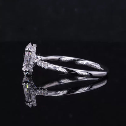 Center Oval Cut And Round Side Moissanite Claw Prong Solitaire Ring