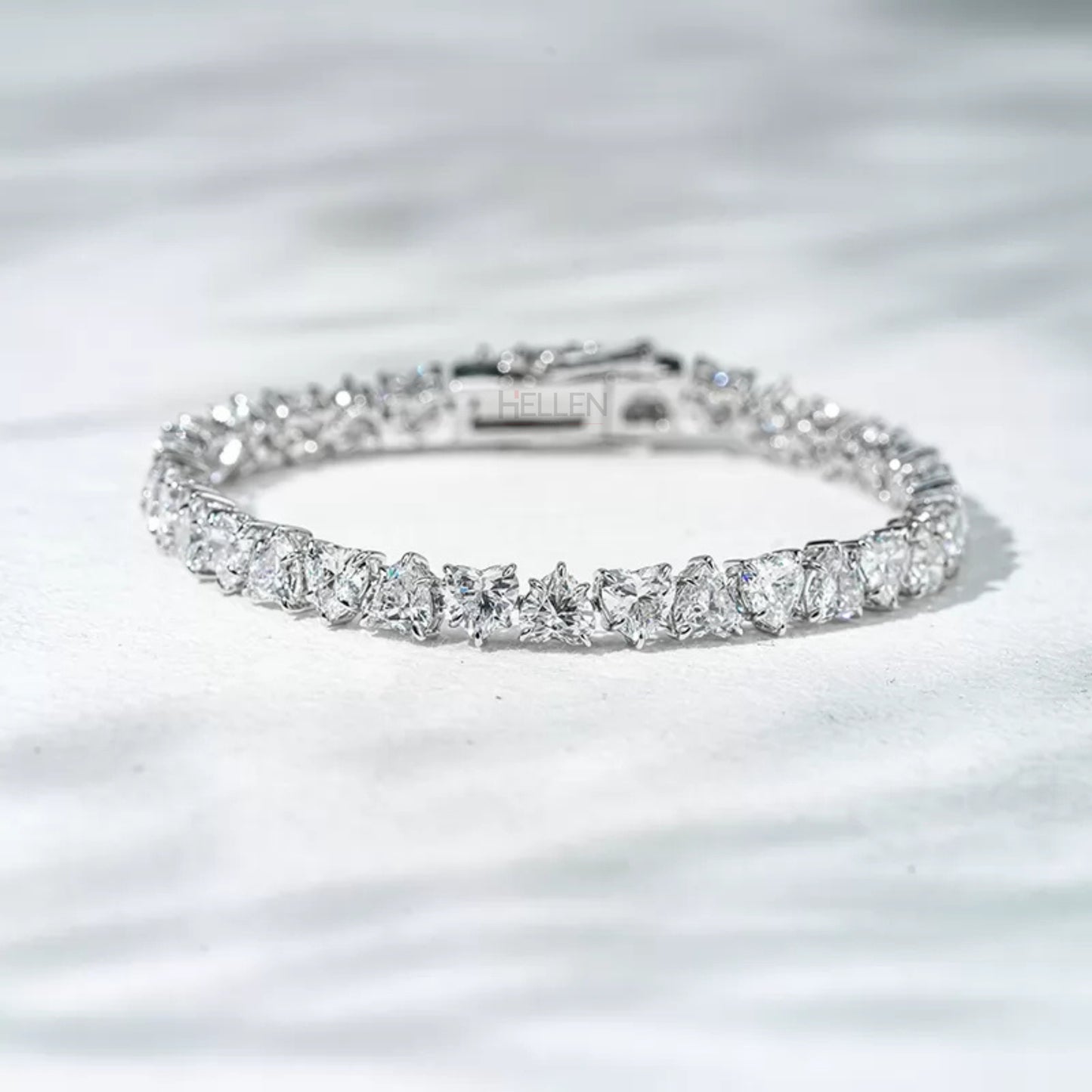Elegant Heart Cut Moissanite Tennis Bracelet - Sterling Silver