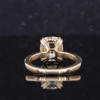 Elongated Cushion Cut Moissanite Solitaire Engagement Ring
