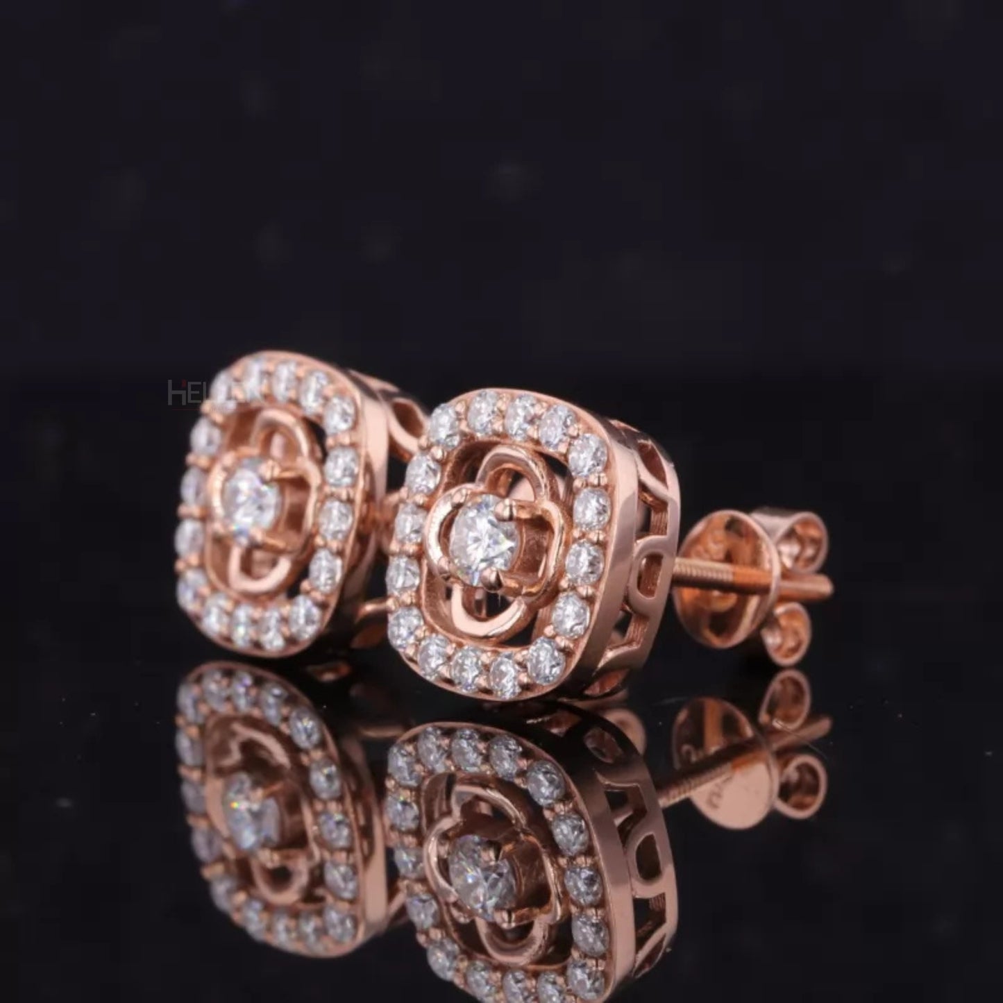 Round Cut VVS Moissanite Halo Studs for Everyday 925 Silver