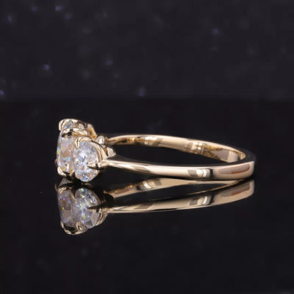 Moissanite 3 Stone Round Cut Ring